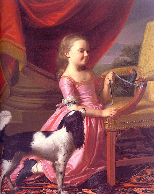 John Singleton Copley Young Lady with a Bird and a Dog Sweden oil painting art